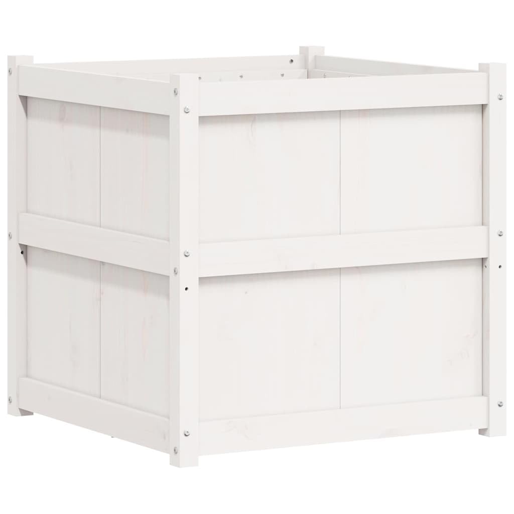 hliofuir 27 6 inch Solid Pine Wood White Square Raised Garden Planter Box Outdoor, 27 6 x 27 6 x 27 6 in Weather Resistant Large Elevated Plant Bed for Patio Terrace Balcony