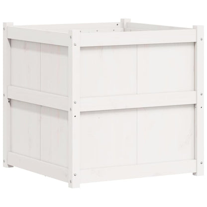 hliofuir 27 6 inch Solid Pine Wood White Square Raised Garden Planter Box Outdoor, 27 6 x 27 6 x 27 6 in Weather Resistant Large Elevated Plant Bed for Patio Terrace Balcony