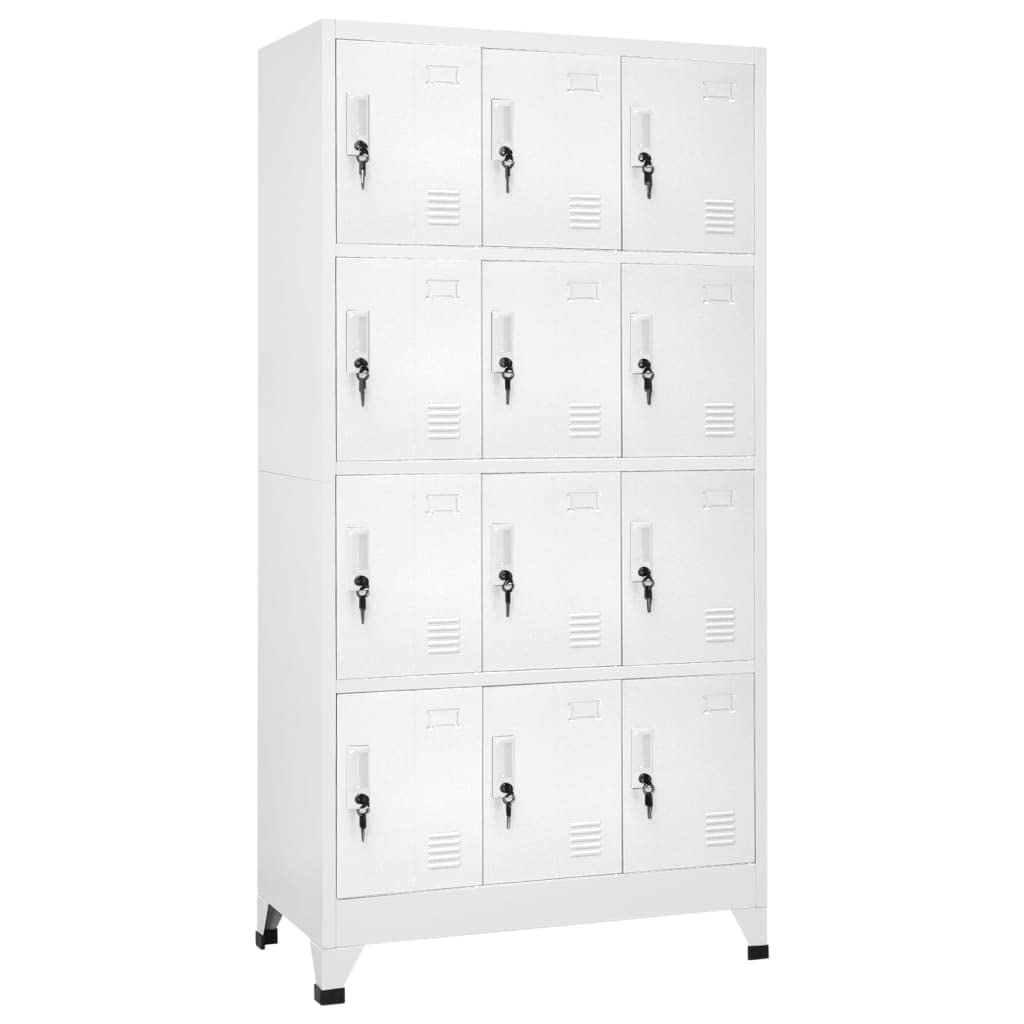 Roanoer Steel Locker Cabinet Large 12 Door Grey 35.4"x17.7"x70.9" Heavy Duty Office Storage Cabinet Metal Wardrobe Organizer for Living Room Hallway Gym