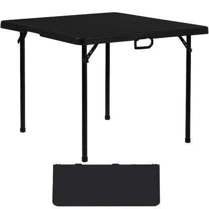BTEXPERT 34" Bi-Folding Commercial Fold in Half Square Table Heavy Duty Portable Plastic Dining Card Table w Handle for Indoor Outdoor Kitchen Party Wedding Event Black Set of 5