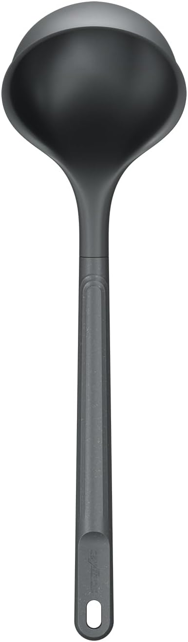 Zyliss Silicone Soup Ladle - Sustainable Wheatstraw/Nylon Ladles for Cooking, 12.5" x 3.7", Beluga Grey