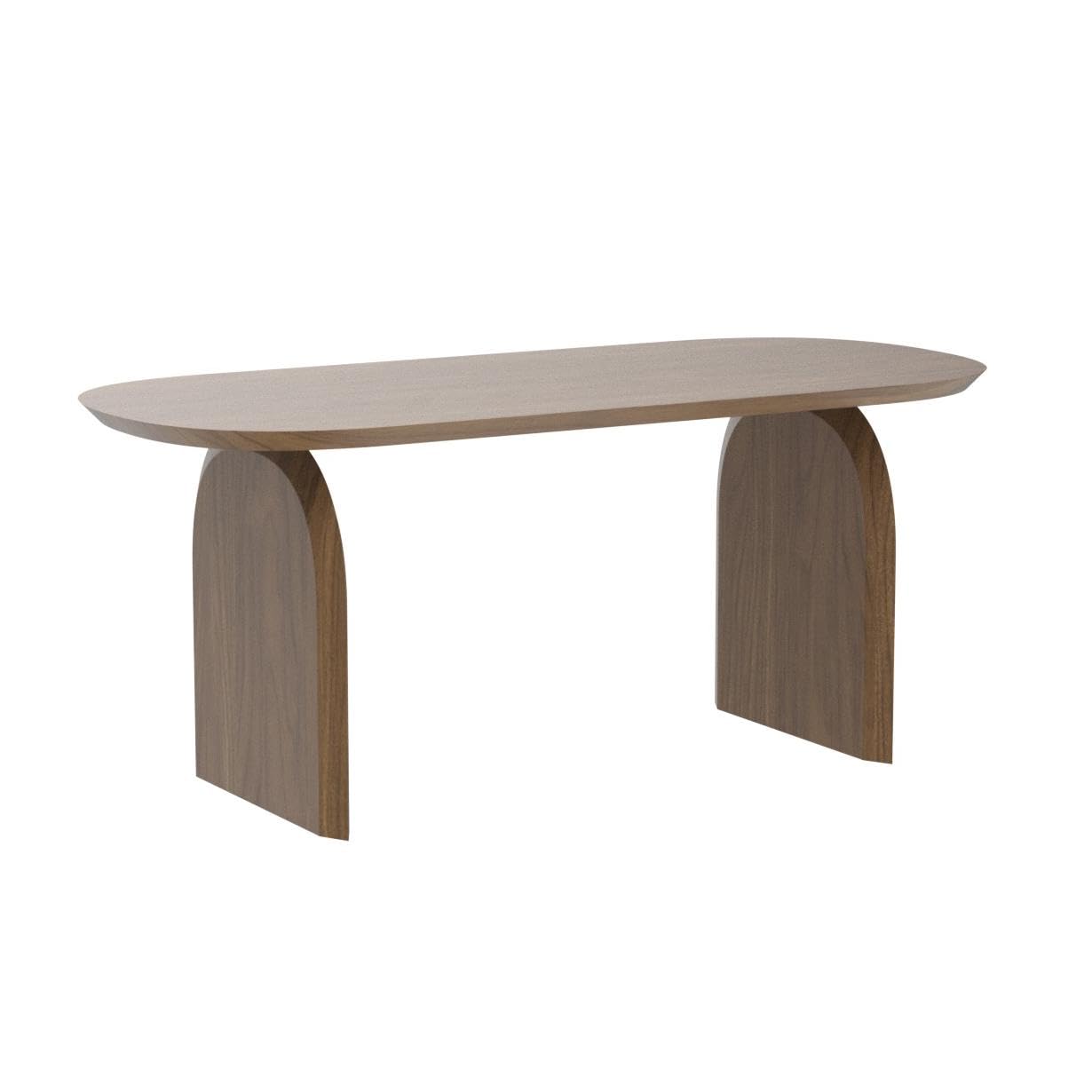 homary Japandi Oval Dining Table for 6, 70.9" Solid Pine Wood Kitchen Table, Modern Mid Century Minimalist Kitchen & Dining Room Table, Double Pedestal Base, Walnut