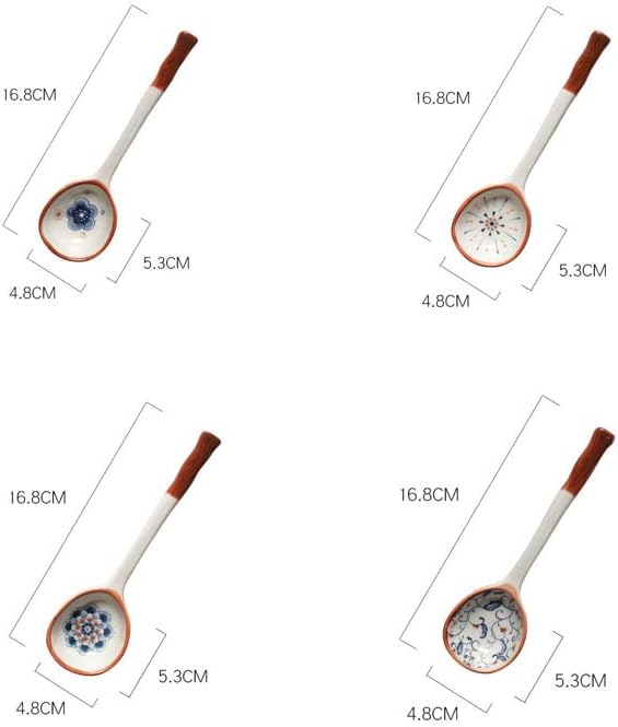 Chinese Handmade Ceramic Large Spoon, Long Handle Retro Porcelain Spoons for Ramen, Pho, Large Soup Spoons