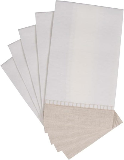 12 Package Caspari Linen Border Paper Linen Guest Towel Napkins in Natural, Per
