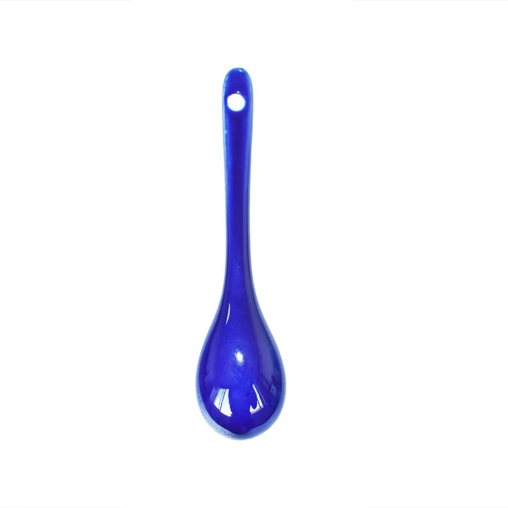 Albedel Blue 6 pcs Porcelain Egg Spoons Ceramic Spoons 4.7 inch Coffee Dessert Yogurt Tea Milky Tea