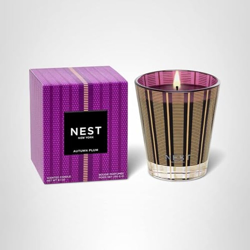 NEST New York Scented Classic Candle, Autumn Plum - 8.1 oz - Up to 60-Hour Burn Time - Reusable Glass Vessel