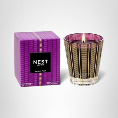 NEST New York Scented Classic Candle, Autumn Plum - 8.1 oz - Up to 60-Hour Burn Time - Reusable Glass Vessel