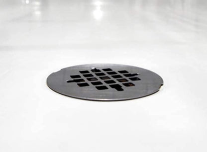 Westbrass A206P-62 2" No-Caulk PVC Compression Shower Drain with 4-1/4" Round Grid Cover, Matte Black