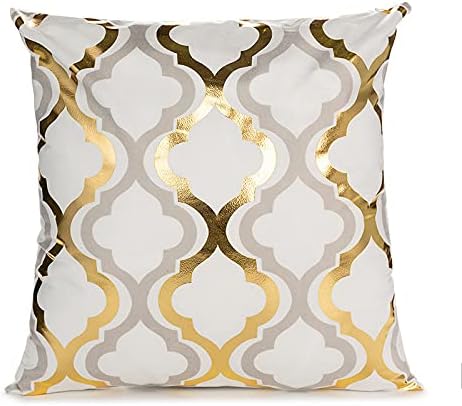 TAOSON Pack 4,Gold 18 18 Inch S01414 of Geometric Home Decorative Throw Pillow Covers Gold Foil Pillow Covers Square