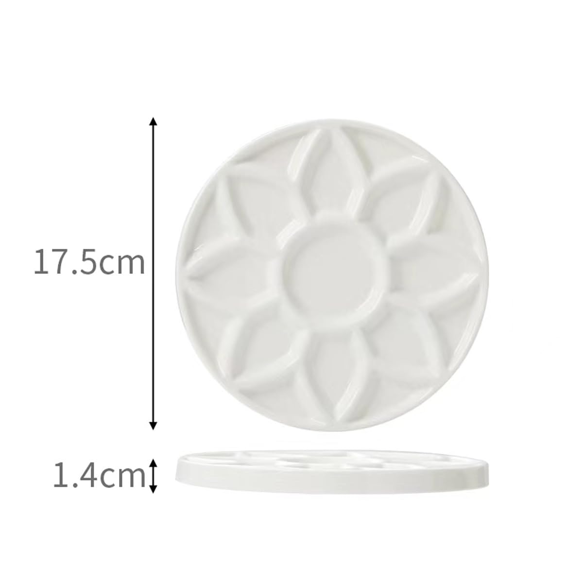 17-Well Paint Palette Porcelain Paint Palette Ceramic Tray Artist Watercolor Mixing Palette for Acrylic Oil Painting, Watercolor, Gouache Painting, Round