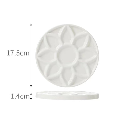 17-Well Paint Palette Porcelain Paint Palette Ceramic Tray Artist Watercolor Mixing Palette for Acrylic Oil Painting, Watercolor, Gouache Painting, Round
