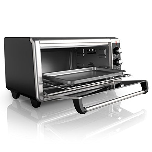 BLACK+DECKER TO3250XSBD 8-Slice Extra Wide Convection Countertop Toaster Oven, Includes Bake Pan, Broil Rack & Toasting Rack, Stainless Steel/Black
