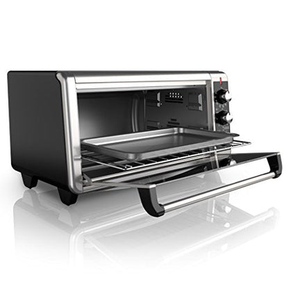 BLACK+DECKER TO3250XSBD 8-Slice Extra Wide Convection Countertop Toaster Oven, Includes Bake Pan, Broil Rack & Toasting Rack, Stainless Steel/Black