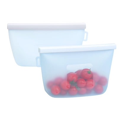 Reusable 100% Silicone Food Storage Bags, Sandwich Snack Bags New Generation Stand Up Zip Container for Soup and Leftovers, Plastice & BPA Free, Microwave Oven Safe 2 Pack (500ml) Vari (Blue)