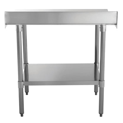 Kratos Stainless Steel Kitchen Prep Table 36"x30" with Backsplash and Undershelf, NSF Worktable for Restaurants - 18ga/304SS