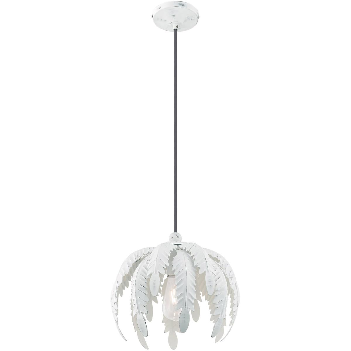 Livex Lighting 41231-60 Acanthus - One Light Mini Pendant, Antique White Finish with Antique White Metal Shade