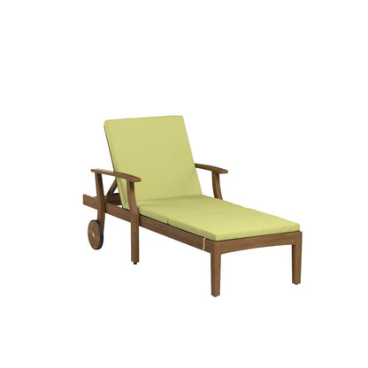 Great Deal Furniture Daisy Outdoor Teak Finish Chaise Lounge with Green Water Resistant Cushion (Set of 4),303882