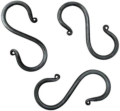S Hook Hand Forged Metal S Hook Set, 3 Pcs Wrought Iron Handmade Heavy Duty 3.50 Inches for Hanging