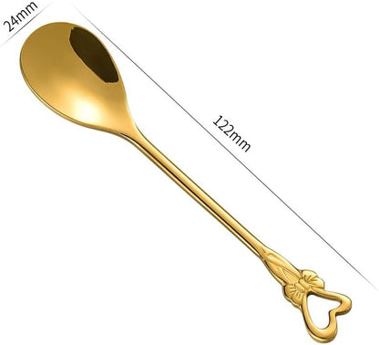 10 Pieces Stainless Steel Heart Butterfly Coffee Spoon Set, 4.7 inch Dessert Spoon for Kitchen, Cafe or Bar