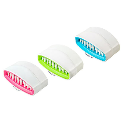 NOLITOY Cutlery Cleaner Brush, 3PCs Suctioned in-Sink Silverware Scrubber, Non-Scratch Bristles, Easily Clean Utensils and Sharp Knives