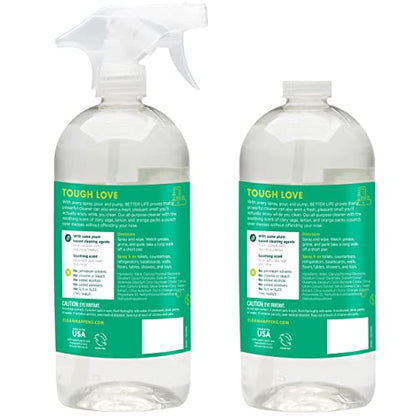 Better Life All Purpose Cleaner - Multipurpose Home and Kitchen Cleaning Spray for Glass, Countertops, Appliances, Upholstery & More - Multi-surface Spray Cleaner - 32oz (Pack of 2) Unscented