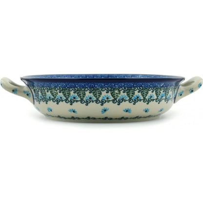 Polish Pottery Round Medium Baker with Handles made by Ceramika Artystyczna (Forget Me Not)