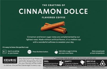 Starbucks K-Cup Coffee Pods - Cinnamon Dolce Flavored, 100% Arabica, 20 Pods Total