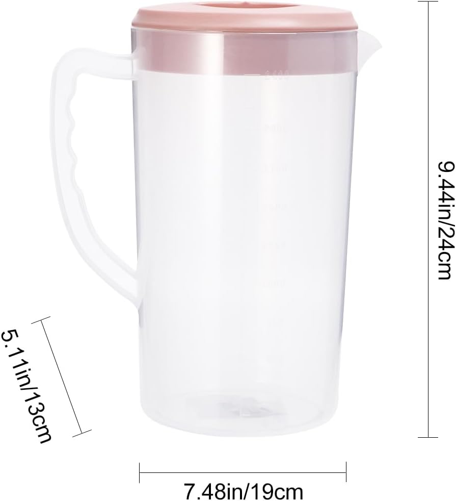 Hemoton 2600ML Plastic Pitcher with Lid, Clear Juice Pitcher for Fridge, Large Capacity Lemonade Water Jug