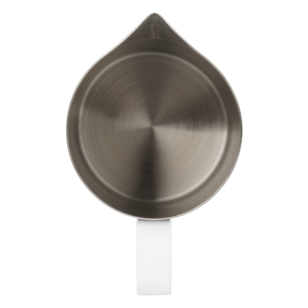 Dianoo Milk Frothing Pitcher With Handle, 600ml Stainless Steel Steaming Pitcher, Espresso Milk Frother Cup For Coffee Cappuccino Latte Art, White