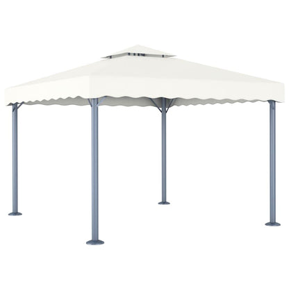 Xhnifbn Cream Aluminum Outdoor Gazebo 118 x 118 Inch, UV-Resistant Canopy Tent, Square Freestanding Shelter with Modern Design for Backyard, Patio, Garden & Deck