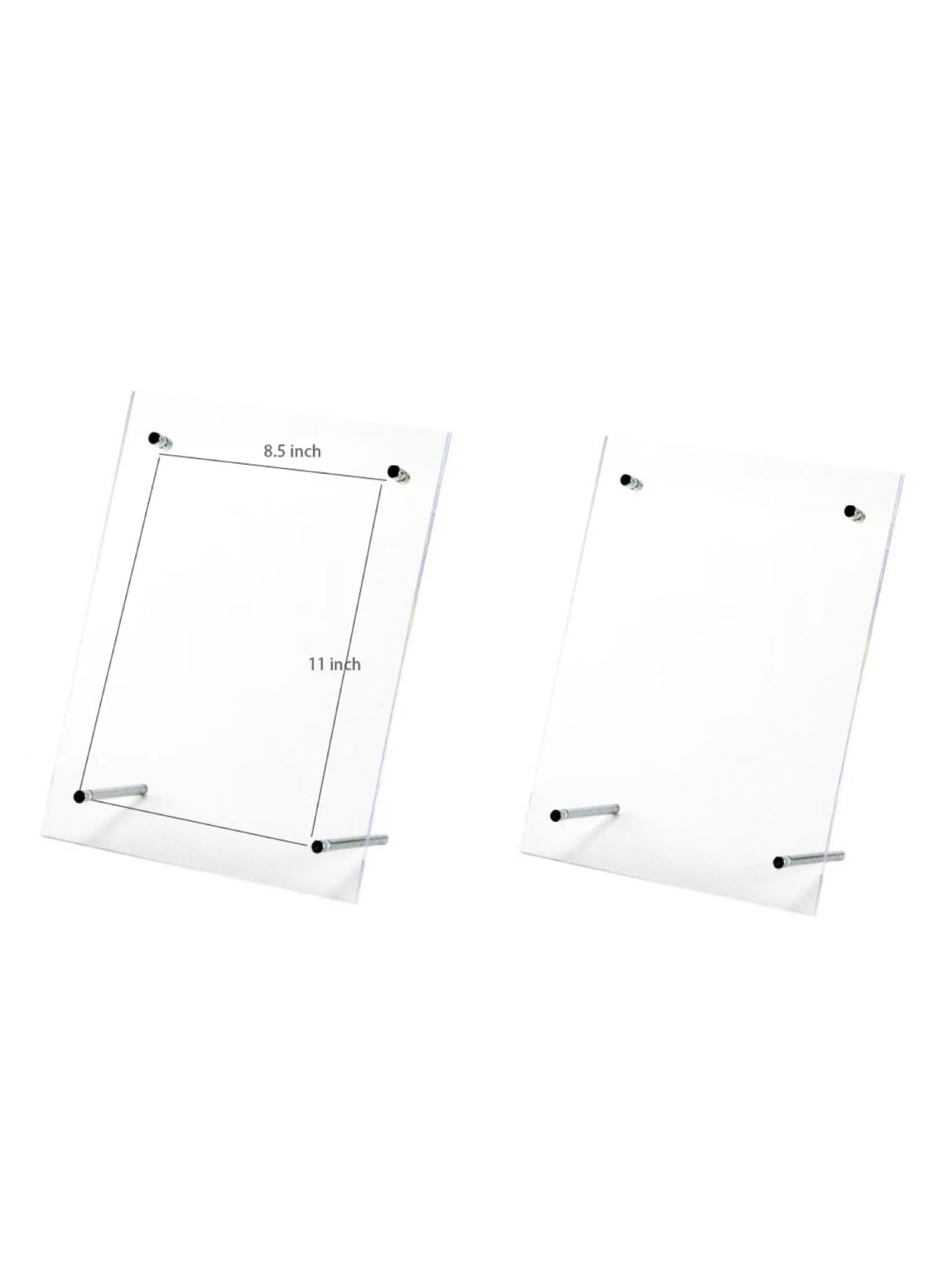 B&NN 8.5" * 11'' Acrylic Picture Frame Floating Look，3MM + 3MM Thickness Clear Photo Frame，Desktop Frame less Display, Self Standing (8.5" * 11'')