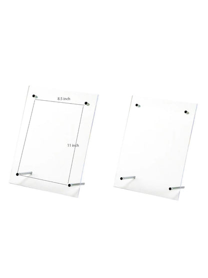 B&NN 8.5" * 11'' Acrylic Picture Frame Floating Look，3MM + 3MM Thickness Clear Photo Frame，Desktop Frame less Display, Self Standing (8.5" * 11'')