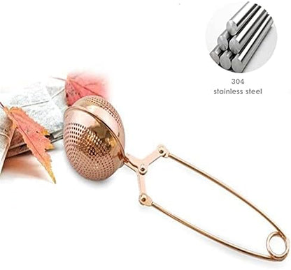 Snap Tea Strainer with Handle, Stainless Steel Mesh Tea Infuser for Loose Tea Filter and Pincer