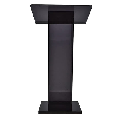 saditesdk Podium, Media Podium Table Black Transparent Acrylic Podium for Pulpit, Church, Award Ceremony, Party Stage Heavy Duty