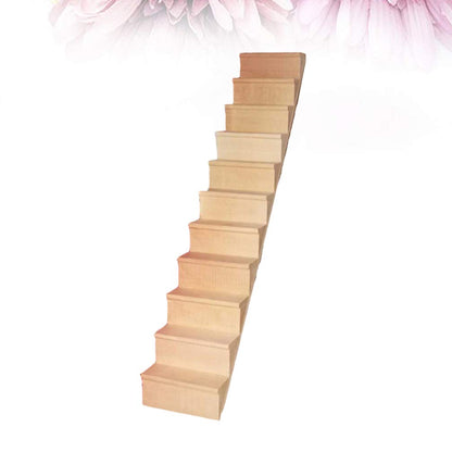 Sewroro Doll House Furnishings 1 12 Scale Dollhouse Stairs Miniature Stairs Wooden Stringer Steps Model DIY Mini Wood Staircase Without Armrest for Micro Landscape Decor