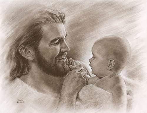David Bowman Precious Wall Art Print, Jesus Christ and Baby, Religious Spiritual Christian Fine Art (11x14 print)