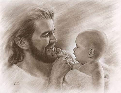 David Bowman Precious Wall Art Print, Jesus Christ and Baby, Religious Spiritual Christian Fine Art (11x14 print)