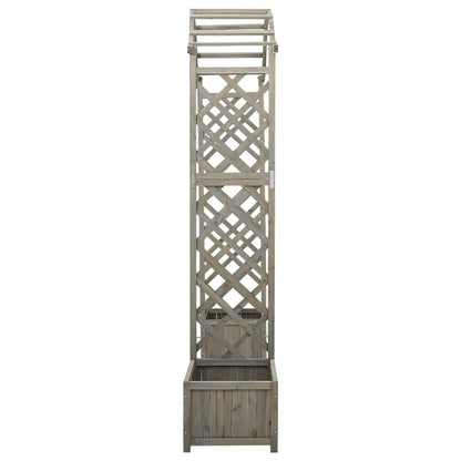 Wooden Garden Arch with Planter Box, Large Grey Firwood Pergola for Climbing Plants, Decorative Entryway for Backyard, Patio, and Lawn Decor