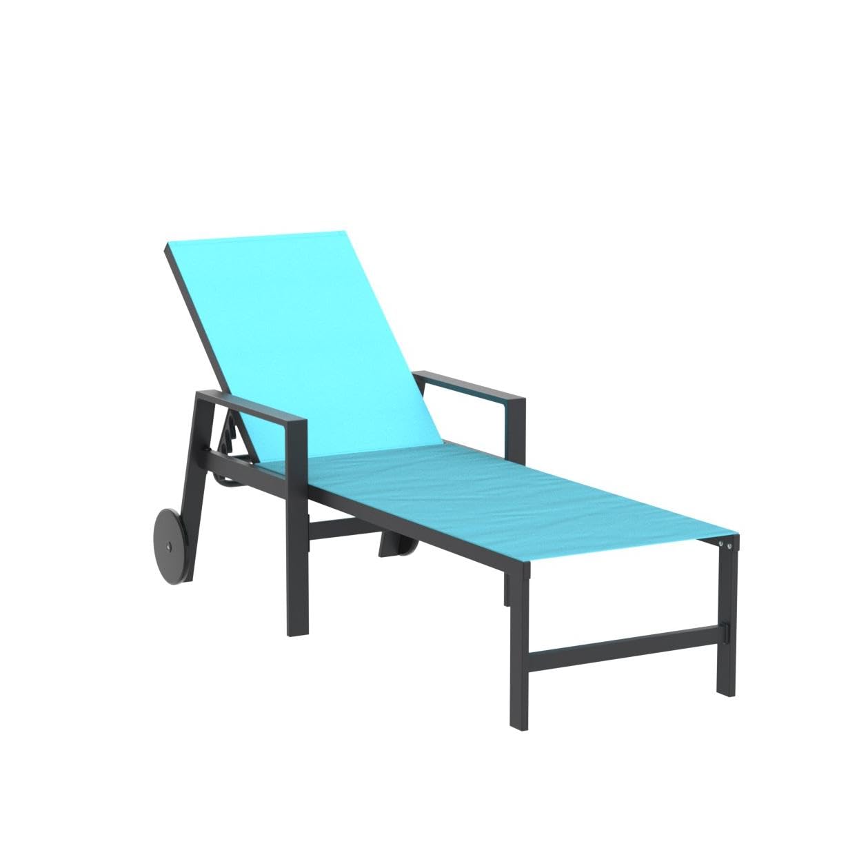 PURPLE LEAF Outdoor Chaise Lounge with Wheels Armrests Aluminum Pool Lounge Chairs Set of 2 Patio Chaise Lounge with 5 Position Recliner Includes Side Table for Deck Yard Poolside Turquoise Blue