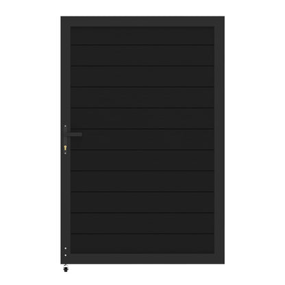 Treslam 6ft x 4ft Aluminum Alloy Privacy Gate - Outdoor Metal Garden Gate with Lockable Knob,Full Enclosure Security Gate, Design for Patio, Yard & Backyard, Easy Installation Without Posts