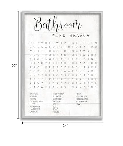Stupell Industries Bathroom Search Fun Family Word, Design by Daphne Polselli Wall Art, 11 x 14, Black