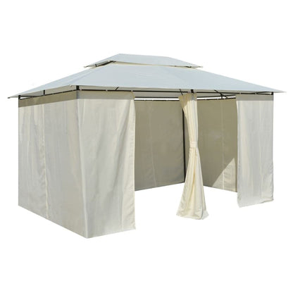 Garden Marquee with Curtains, 157.5"x118.1" White Waterproof Gazebo for Outdoor Events, Powder-Coated Steel Frame Canopy Tent Outdoor Structures