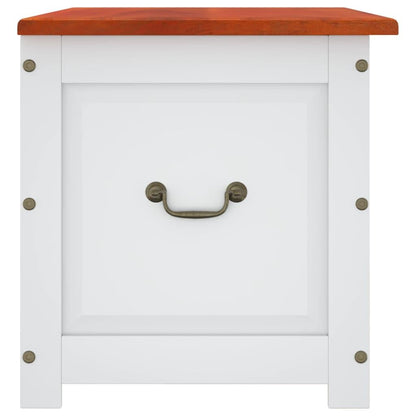 MNISDFL Brown and White Solid Acacia Wood Storage Chest with Gas Lift Lid, 43.3 x 21.7 x 22.4 in Retro Chic Design for Living Room Bedroom Hallway, Multi-Purpose Organizer