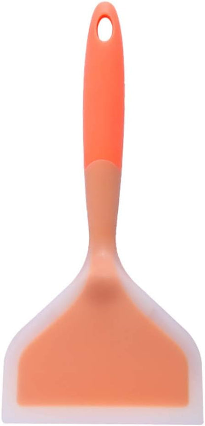 Omelette Spatula, 10-Inch Silicone Pancakes Shovel, Durable Heat-Resistant Turner for Eggs, Crepes (Orange)
