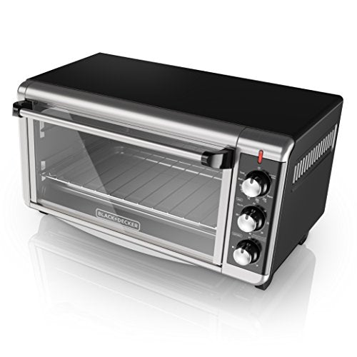BLACK+DECKER TO3250XSBD 8-Slice Extra Wide Convection Countertop Toaster Oven, Includes Bake Pan, Broil Rack & Toasting Rack, Stainless Steel/Black