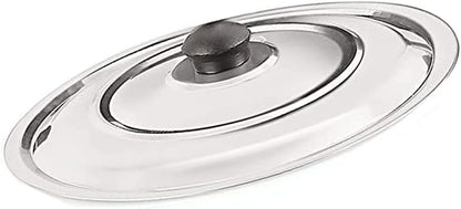 Non Stick Aluminium Appam Pan, 12 Pits with Steel Lid, Two Side Handle Appam Maker, Black and Silver Paniyaram Pan