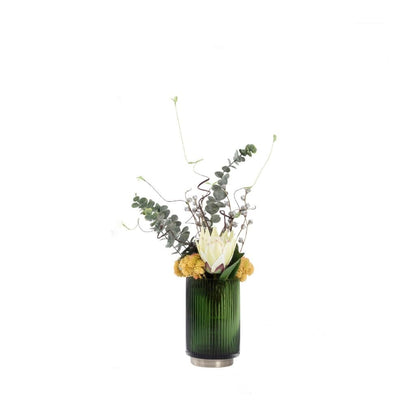 XUNTING Artificial Plants Indoor Nordic Light Luxury Simulation Flower Art Decoration Living Room Dining Table Negotiating Table Glass Bottle Flower Arrangement Decoration Plants Decor(B)