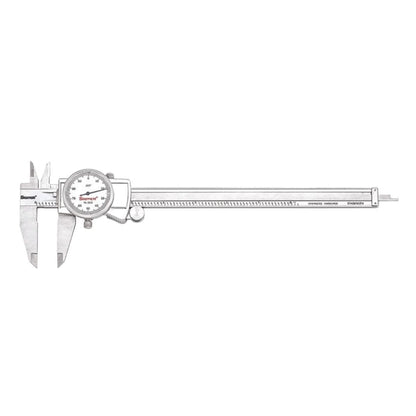 Starrett Dial Caliper with Adjustable Bezel and Fitted Case - White Face, 0-8" Range, -0.001" Accuracy, .001" Graduation - 3202-8