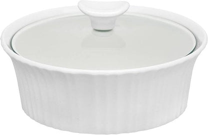 CorningWare French White Round Casserole - 1.5 Quart with Durable Glass Lid