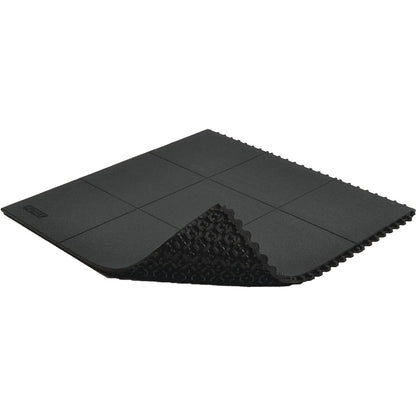 NoTrax Fire Retardant Anti Fatigue Mat Interlocking Floor Tiles - Black 3'x3' Modular Standing Pad Puzzle Mats Designed for Custom Stress Mats for Standing at Work - 1 Tile - Rubber - 656SFR33BL